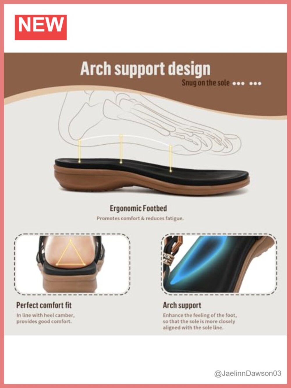 Arch Support Sandals with Elastic Ankle Strap Bohemian T-Strap